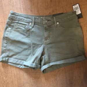 Green denim shorts